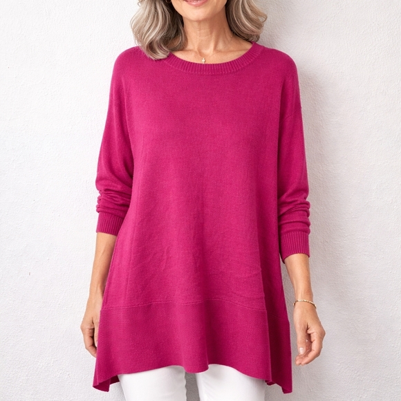 None Tops - 100% Cashmere Pink Tunic Top